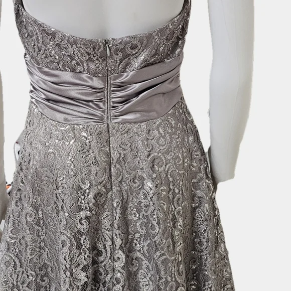 Betsy & Adam Fit & Flare Light Gray Knee Length Party Dress Size 8 - Picture 10 of 12